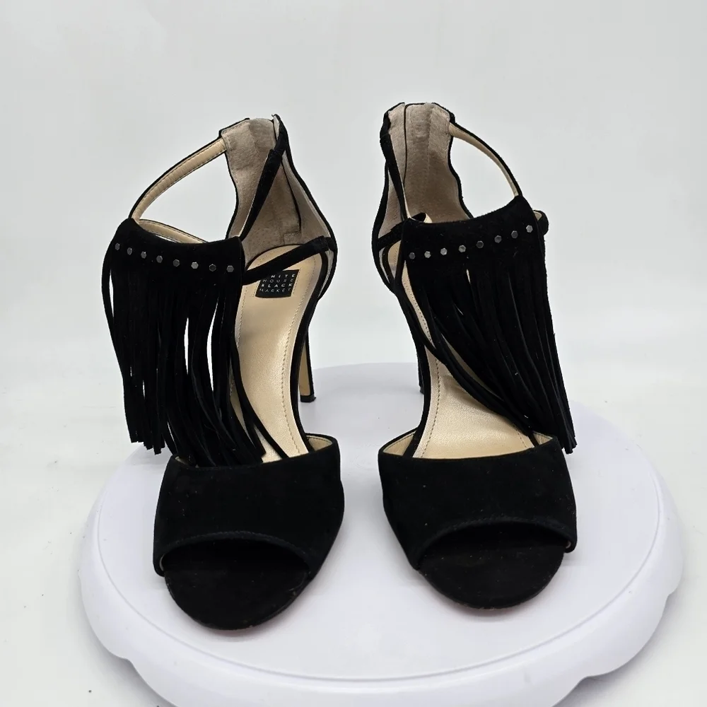 White House Black Market Shoes Women 7.5M Delilah Suede Fringe Heels